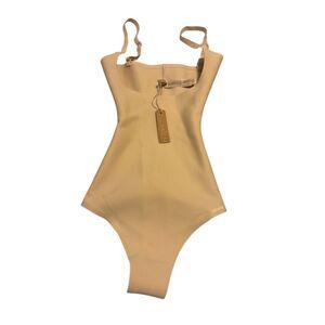 SKIMS size XXS zoned open bust brief bodysuit sand - NWT